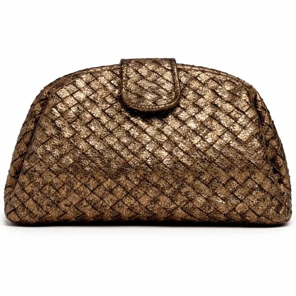 MYRA Bronze Woven Pouch Clutch — view 2