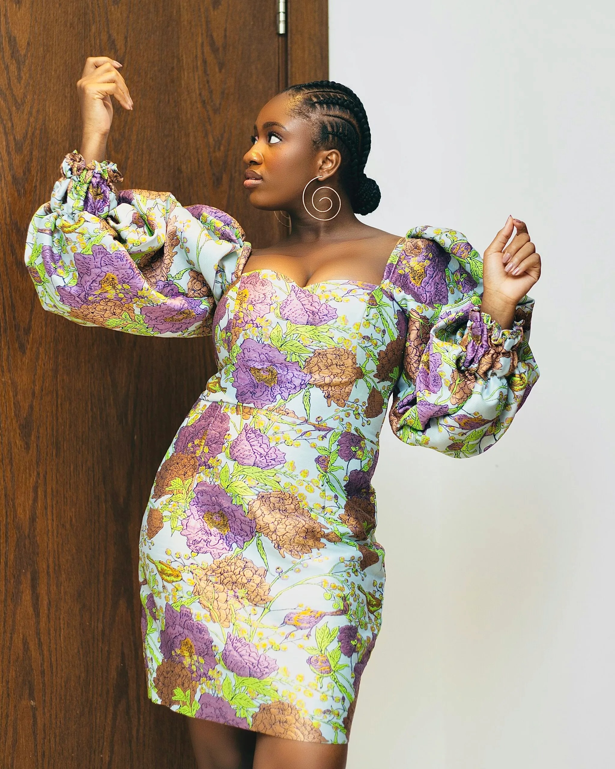 Liya Floral Puff-Sleeve Mini Dress