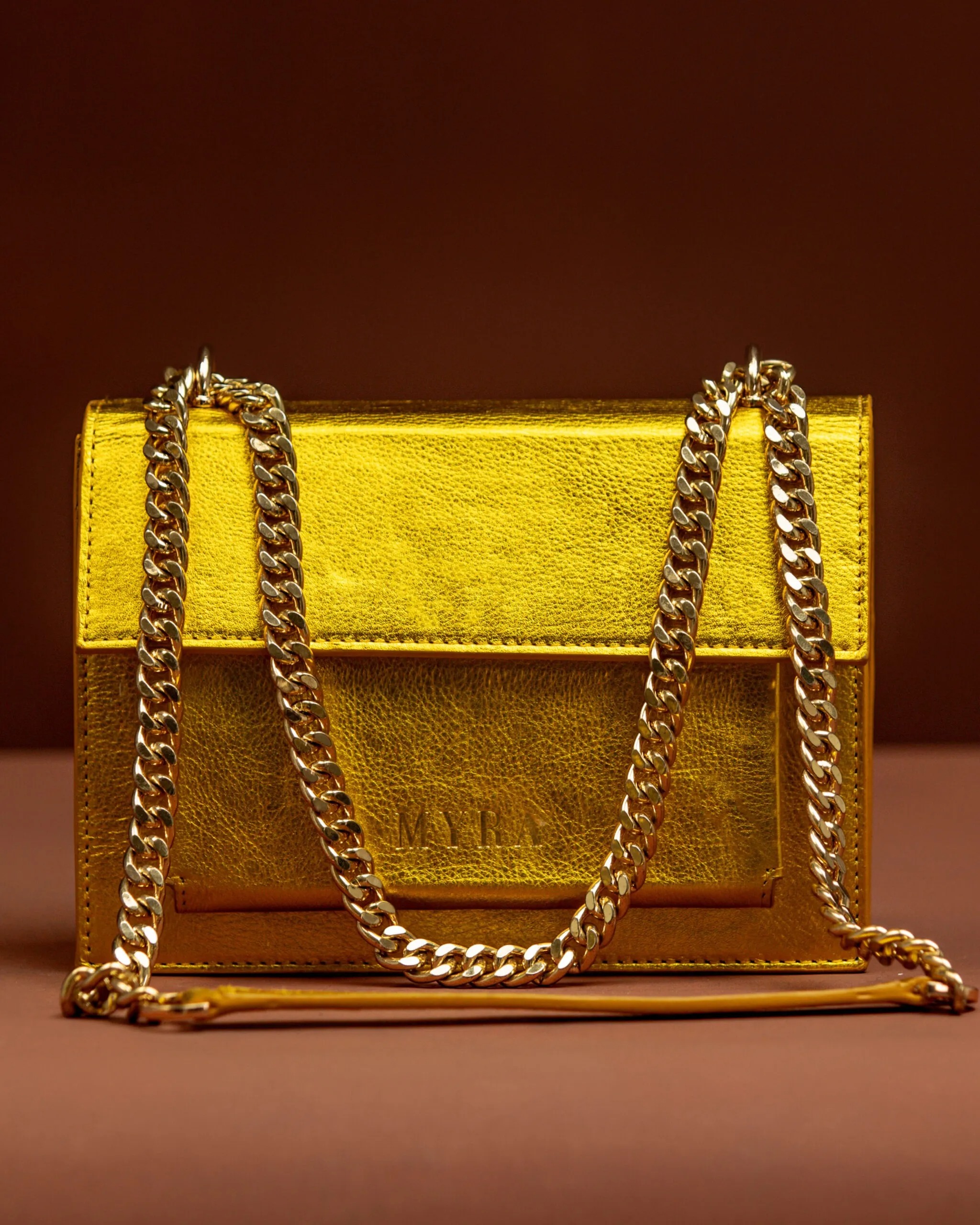 MYRA Gold Metallic Shoulder Bag